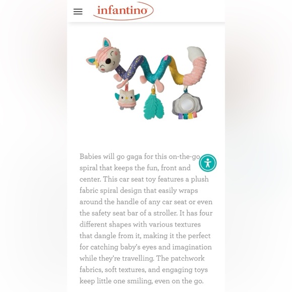 Infantino Pink Fox Go Gaga Spiral Car Seat Activity Toy, BPA Free , 0+ Months - Picture 8 of 11